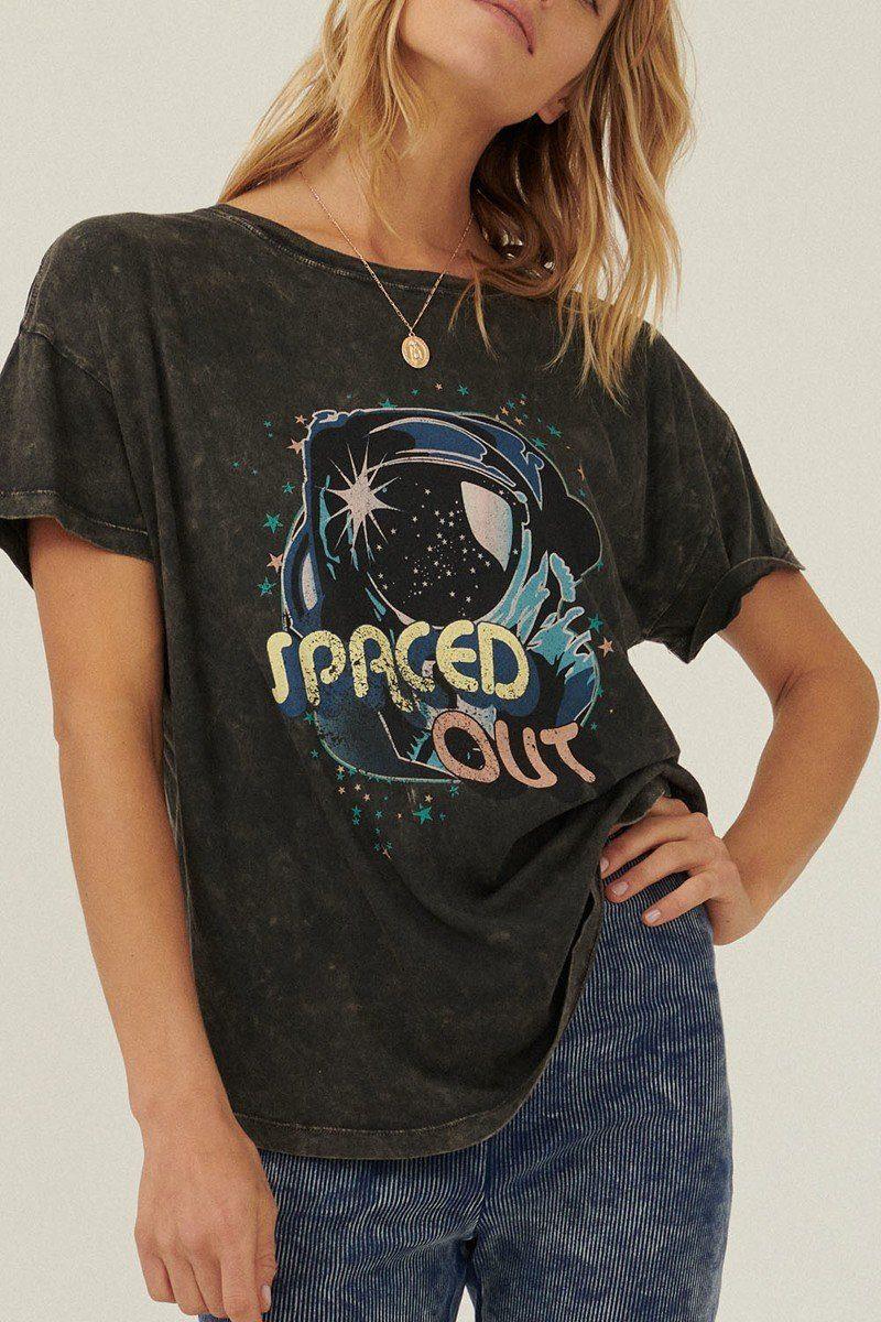 A Mineral Washed Graphic T-shirt Top - Kreative Passions