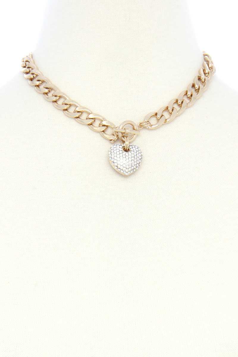 Basic Chunky Chain With Heart Pendant Necklace - Kreative Passions