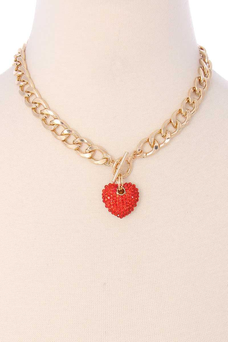 Basic Chunky Chain With Heart Pendant Necklace - Kreative Passions