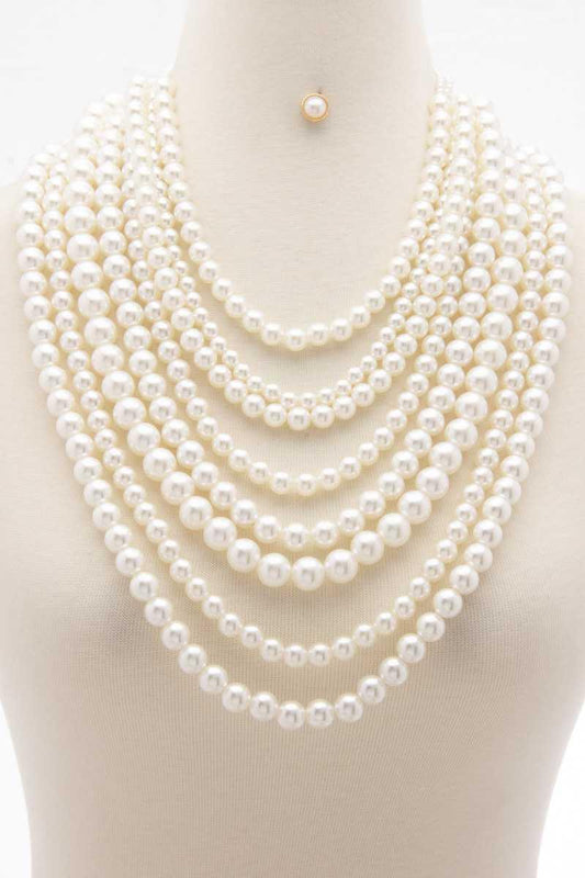 Chunky Pearl Bead Layered Necklace - Kreative Passions