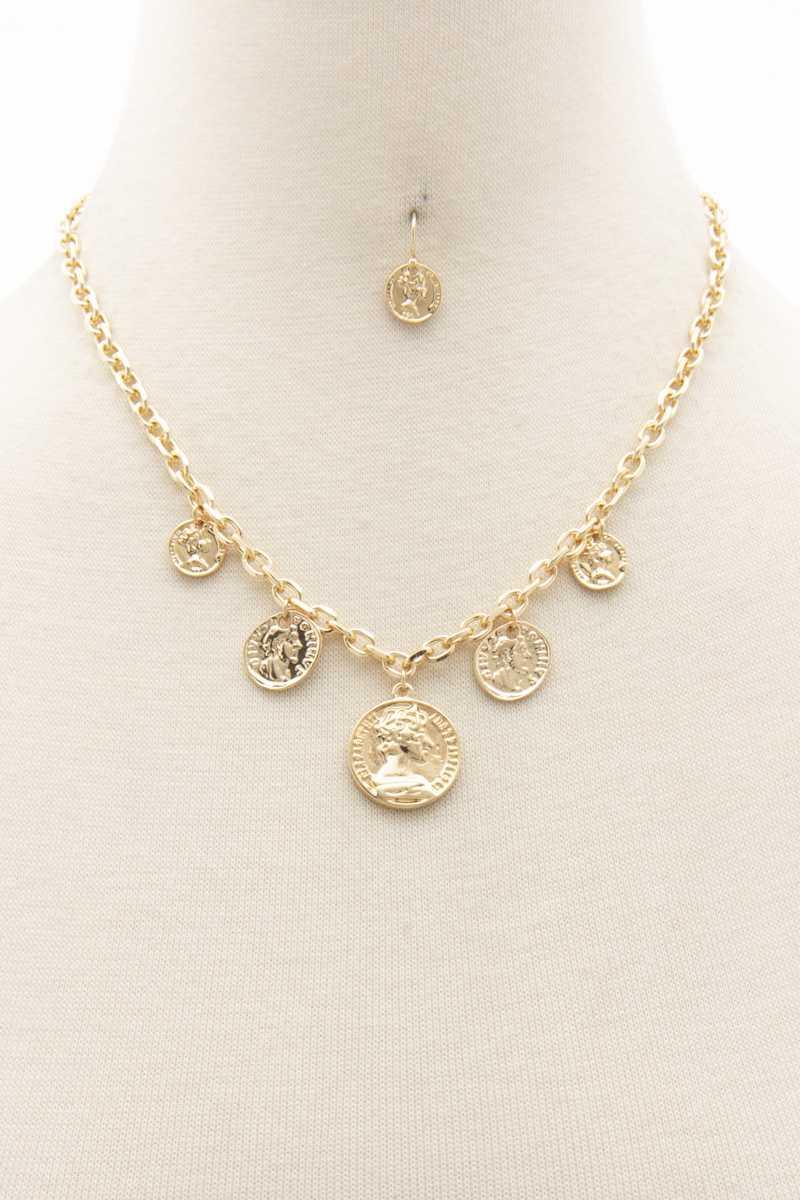 Coin Charm Oval Link Necklace - Kreative Passions