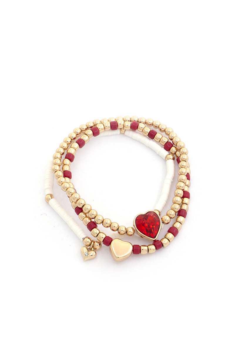 Crystal Heart Beaded Assorted Bracelet Set - Kreative Passions
