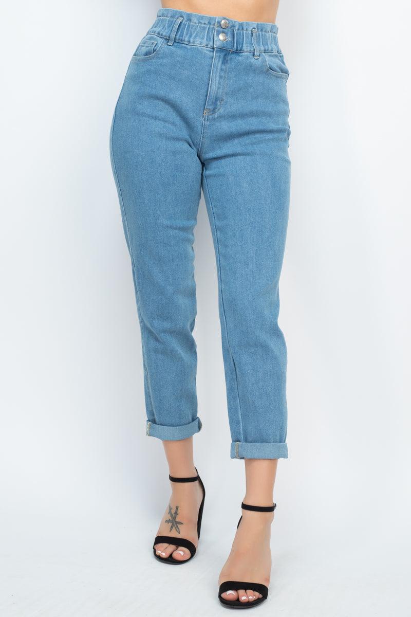 Double Button High-waisted Jeans - Kreative Passions