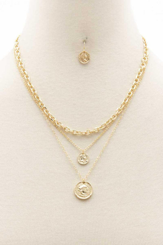 Double Coin Charm Layered Necklace - Kreative Passions