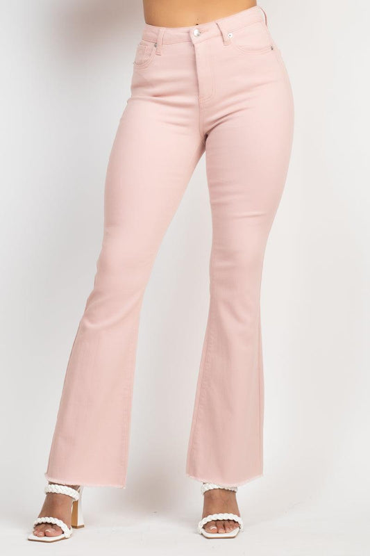 Frayed Bell Bottom Colored Denim Jeans - Kreative Passions