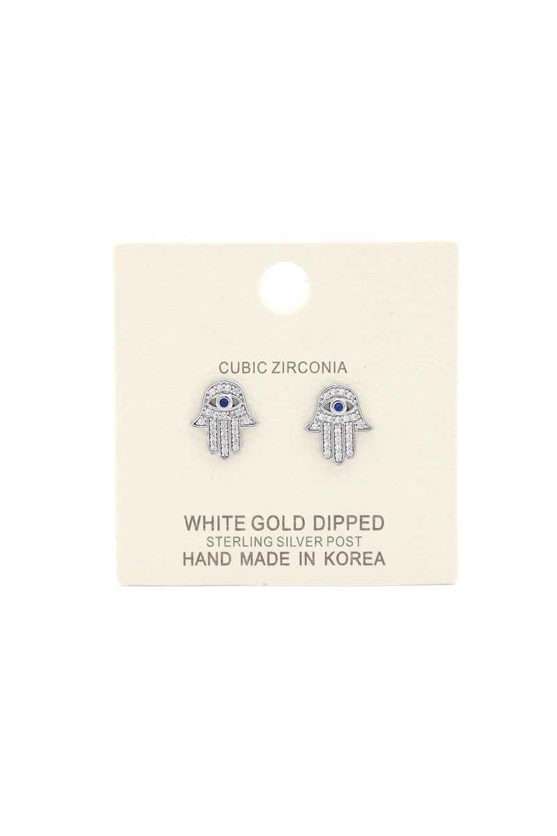 Hamsa Hand Cubic Zirconia Gold Dipped Earring - Kreative Passions