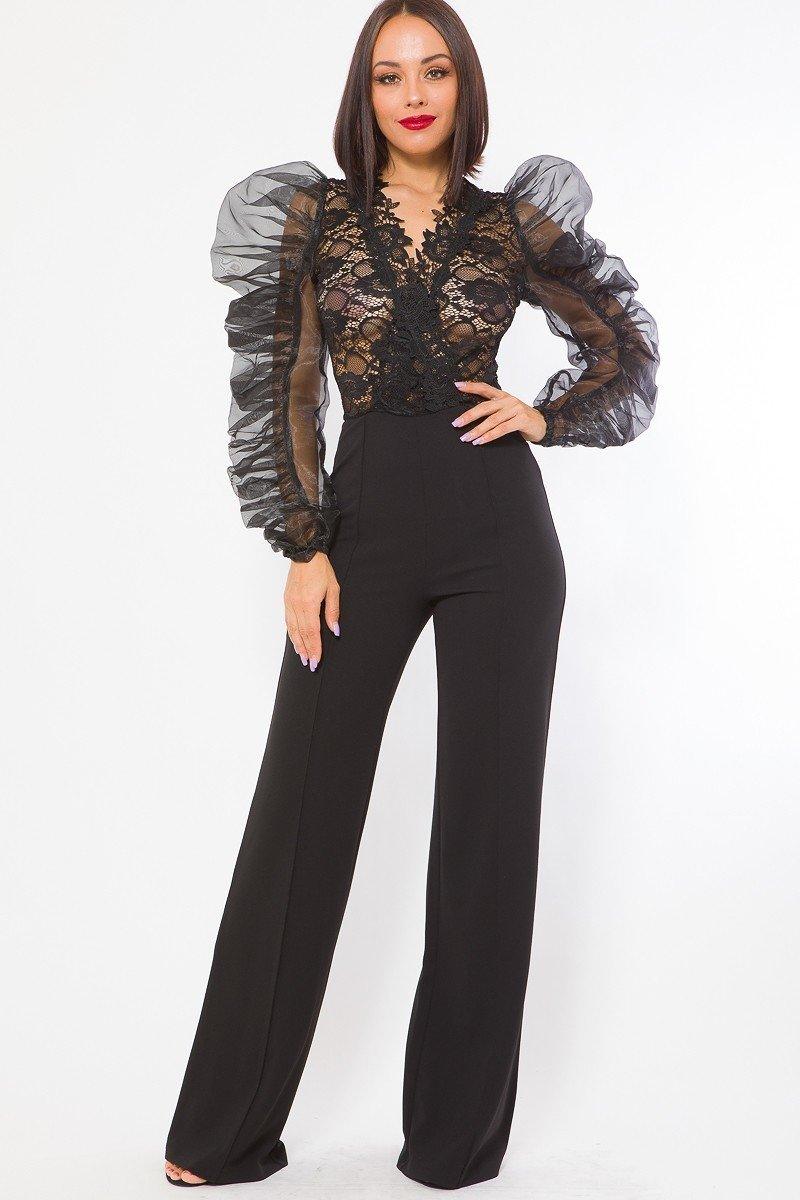 Lace Combined Fashion Jumpsuit - Kreative Passions