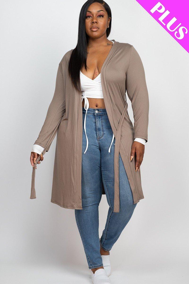 Long Sleeves Belted Cardigan - Kreative Passions