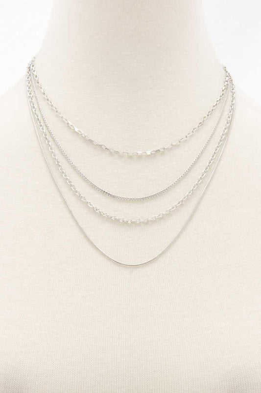Metal Chain 4 Layer Necklace - Kreative Passions