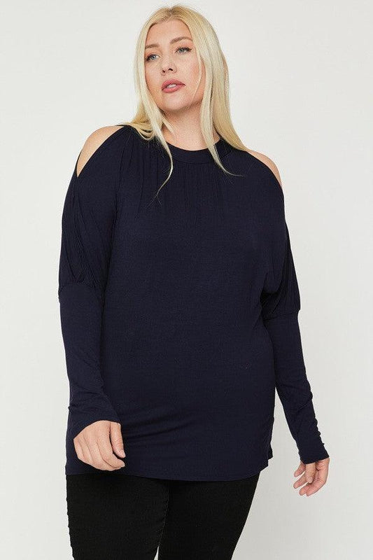 Plus size Long Sleeves Solid Top - Kreative Passions