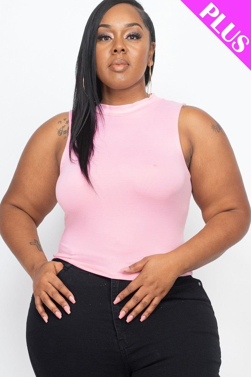 Plus Size Mock Neck Cropped Top - Kreative Passions