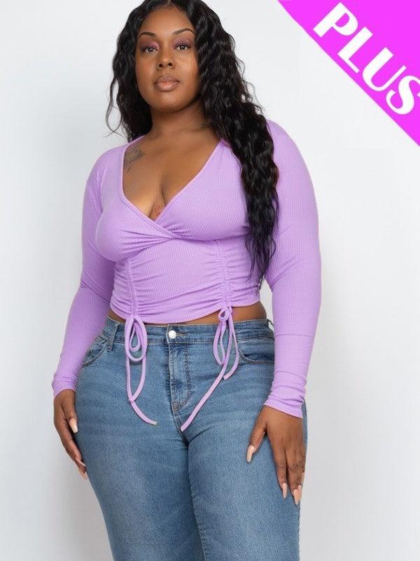 Plus Size Shirred Cropped Top - Kreative Passions