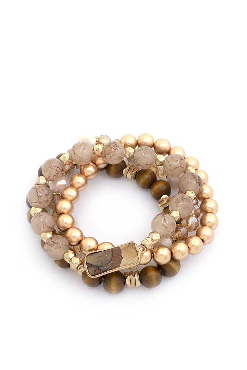 Rectangle Stone Beaded Bracelet Set - Kreative Passions