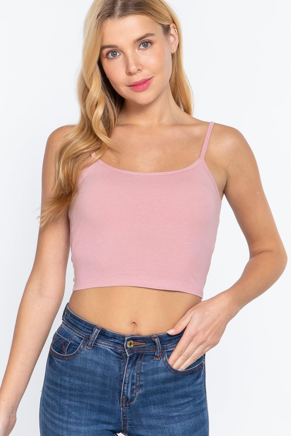 Round Neck W/removable Bra Cup Cotton Spandex Bra Top - Kreative Passions