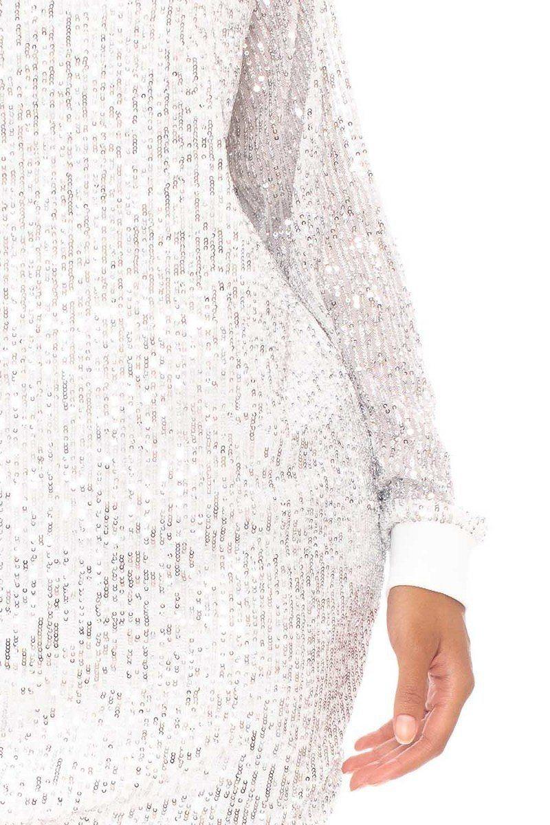 Sequin Wide Neck Boxy Mini Dress - Kreative Passions