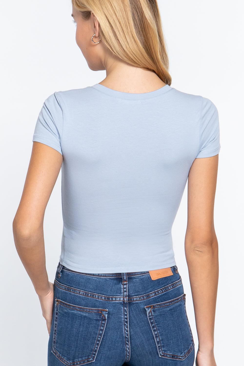 Short Sleeve V-neck Crop Top - Kreative Passions