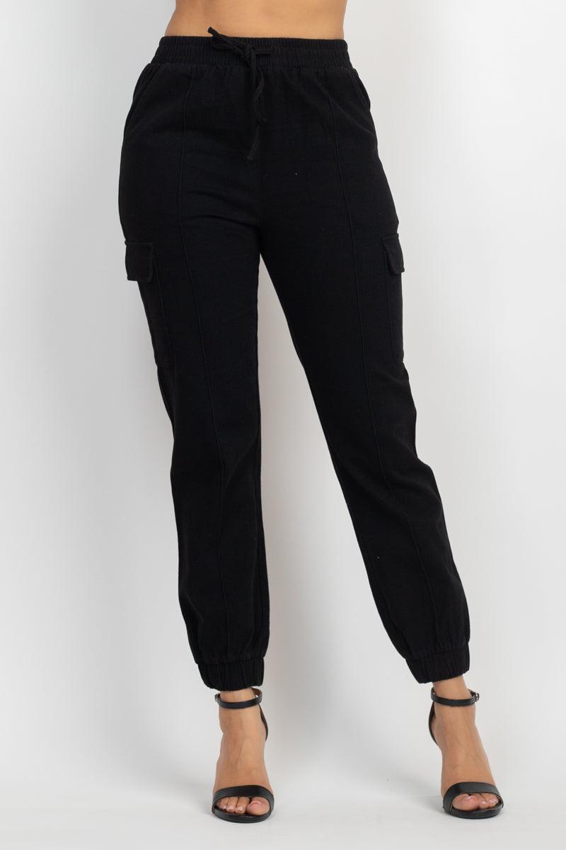 Solid High-rise Pocketed Jogger Pants - Kreative Passions