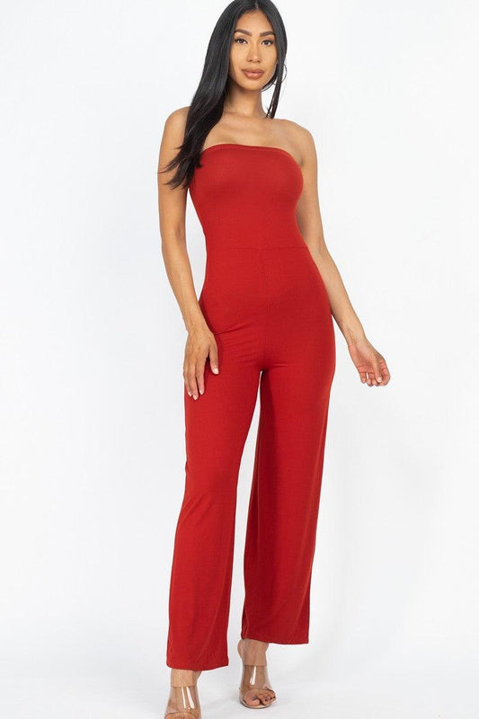 Solid Strapless Jumpsuit - Kreative Passions