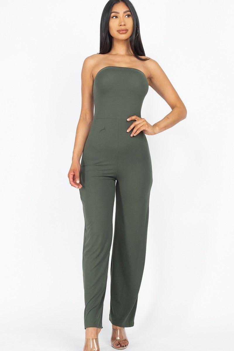 Solid Strapless Jumpsuit - Kreative Passions